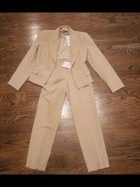 ZARA Neutral Beige Tailored Blazer & Matching Pants